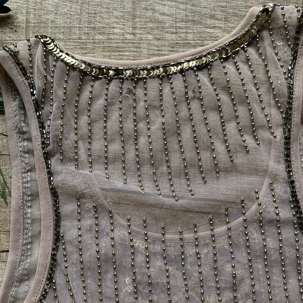 Beaded Tan Crop Top - Picture 6 of 8